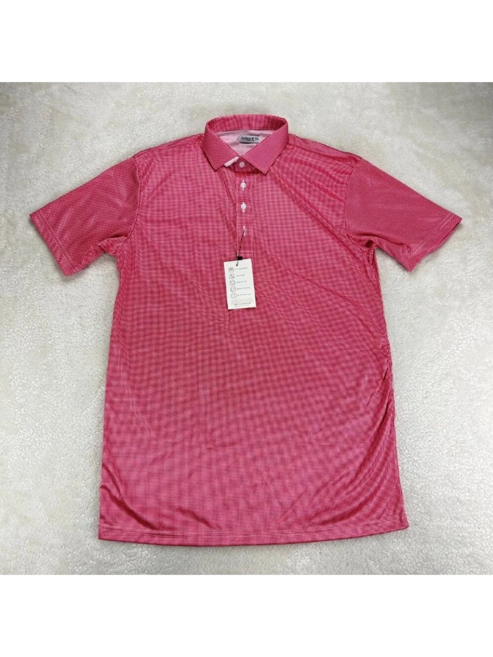NWT Collars & Co. Polo Shirt Mens LT Red Firm‎ Dress Collar Stretch Short Sleeve